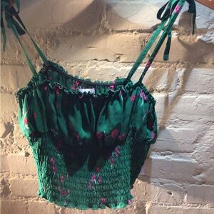 NEW! Planet Blue Flynn Sky Polly Crop Green and Pink as seen in Free People